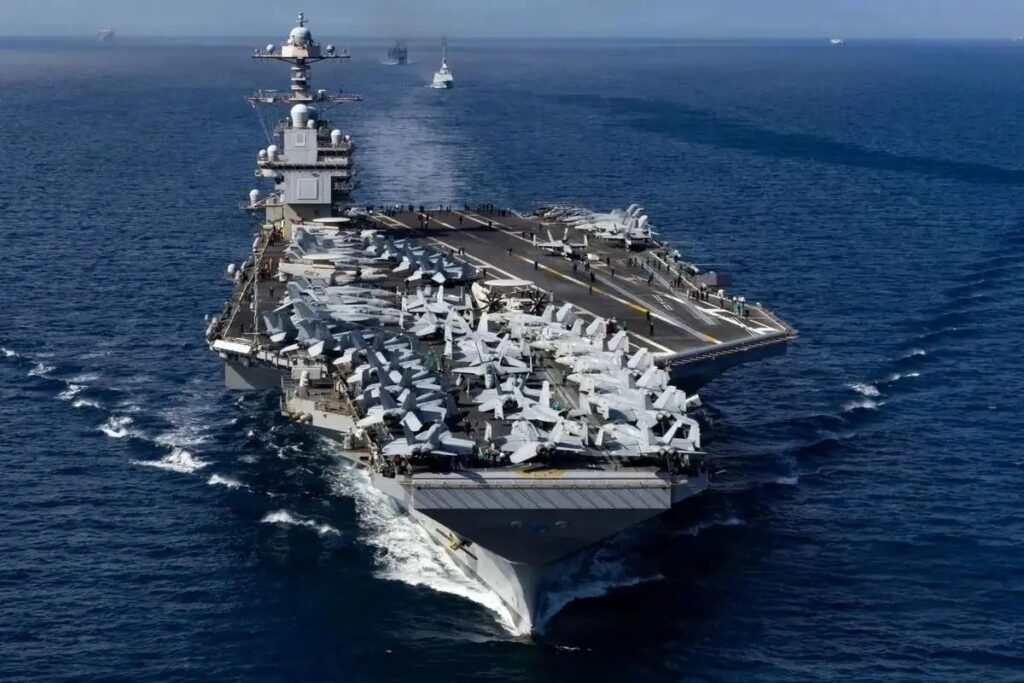 اولین تصویر از استقرار ناو هواپیمابر جرآلد فورد در اسرائیل اولین تصویر از استقرار ناو هواپیمابر جرآلد فورد در اسرائیل