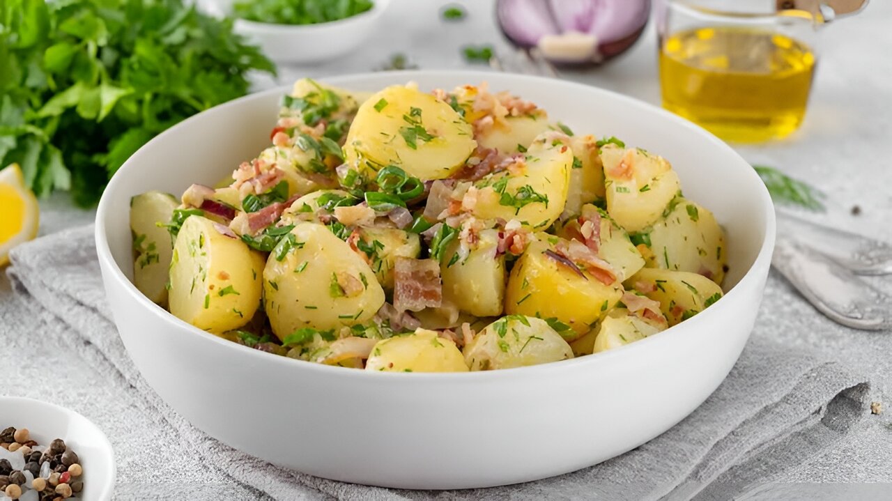 طرز تهیه سالاد سیب زمینی اتریشی؛ فوری و آسان + مواد اولیه و نکات کلیدی روش تهیه سالاد سیب زمینی اتریشی؛ فوری و آسان + مواد اولیه و نکات کلیدی