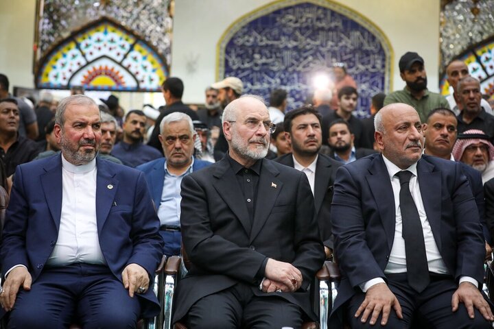 حضور قالیباف در مراسم چهلمین روز تدفین آقای شهید ایران در کربلا حضور قالیباف در مراسم چهلمین روز تدفین آقای شهید ایران در کربلا
